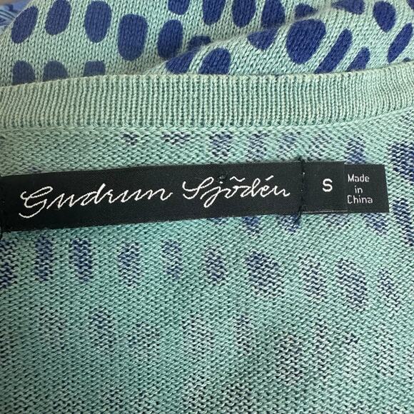 Gudrun Sjödén Blue Organic Cotton Button Dwon Cardigan sz S EUC - Picture 6 of 9